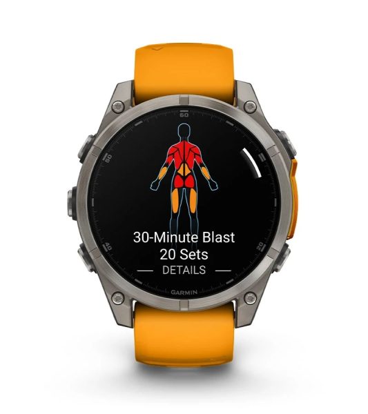 Умные часы Garmin Fenix 8, 47 мм, AMOLED, Sapphire bare Titanium, graphite with titanium band plus graphite silicone band